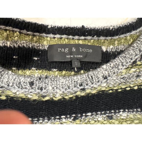 Rag and Bone New York size small striped wool blend sweater grunge chic - Picture 2 of 6